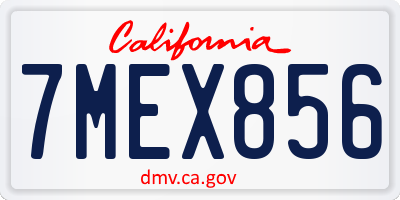 CA license plate 7MEX856