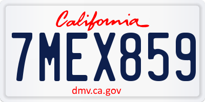 CA license plate 7MEX859