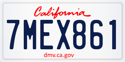 CA license plate 7MEX861