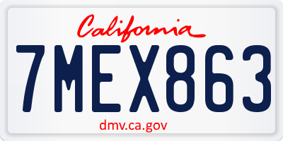 CA license plate 7MEX863