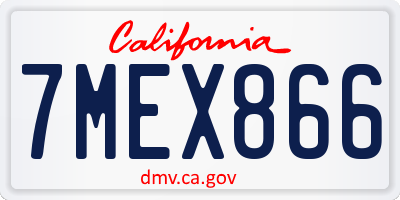 CA license plate 7MEX866