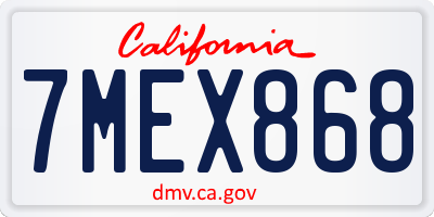 CA license plate 7MEX868