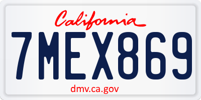 CA license plate 7MEX869
