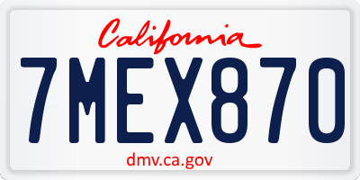 CA license plate 7MEX870
