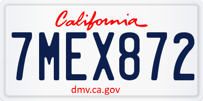 CA license plate 7MEX872