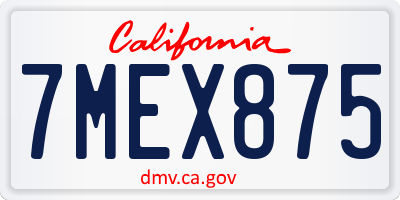 CA license plate 7MEX875
