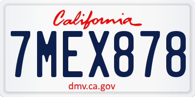 CA license plate 7MEX878