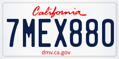 CA license plate 7MEX880