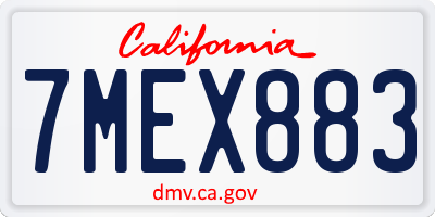 CA license plate 7MEX883