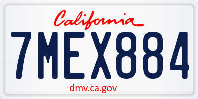 CA license plate 7MEX884