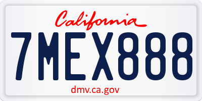 CA license plate 7MEX888