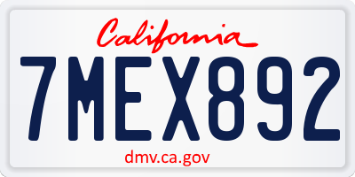 CA license plate 7MEX892