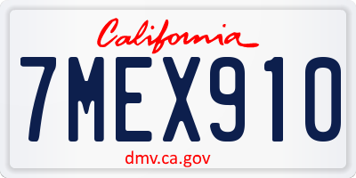 CA license plate 7MEX910