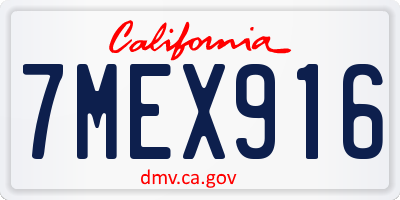 CA license plate 7MEX916