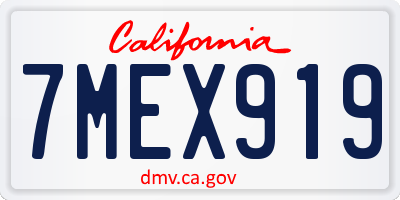 CA license plate 7MEX919