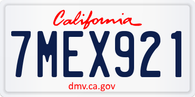 CA license plate 7MEX921