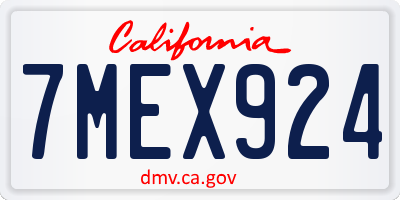 CA license plate 7MEX924