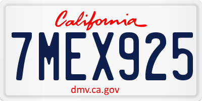 CA license plate 7MEX925