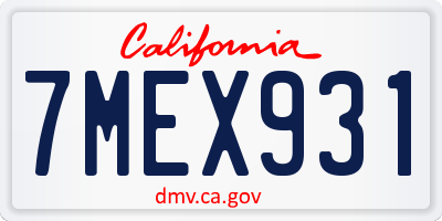 CA license plate 7MEX931
