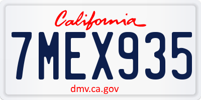 CA license plate 7MEX935