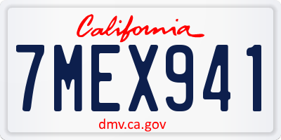 CA license plate 7MEX941