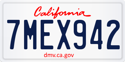 CA license plate 7MEX942