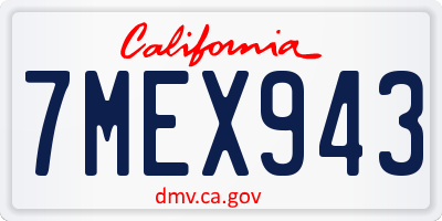 CA license plate 7MEX943