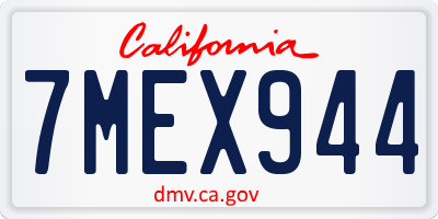 CA license plate 7MEX944