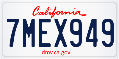 CA license plate 7MEX949