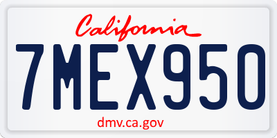 CA license plate 7MEX950