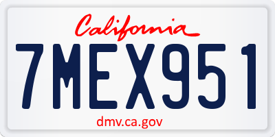 CA license plate 7MEX951