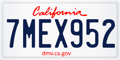 CA license plate 7MEX952