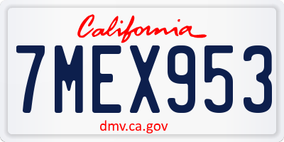 CA license plate 7MEX953