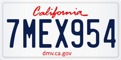 CA license plate 7MEX954