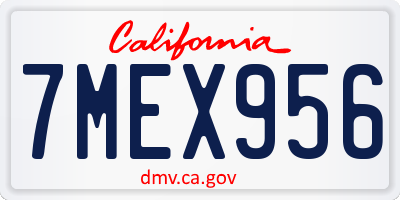 CA license plate 7MEX956