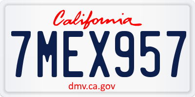 CA license plate 7MEX957