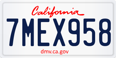 CA license plate 7MEX958