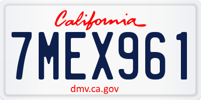 CA license plate 7MEX961