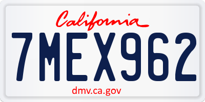 CA license plate 7MEX962
