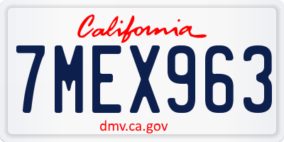 CA license plate 7MEX963