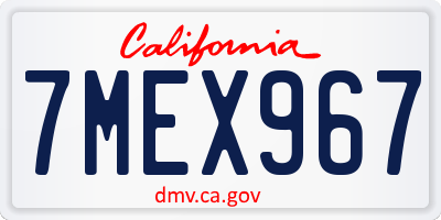 CA license plate 7MEX967
