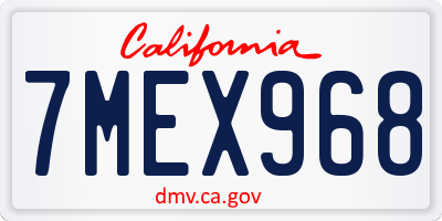 CA license plate 7MEX968