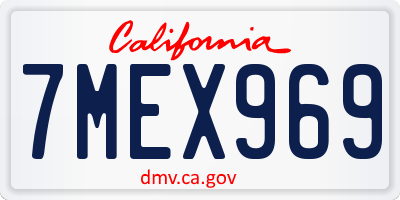 CA license plate 7MEX969