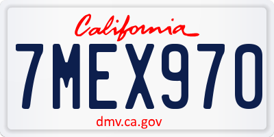 CA license plate 7MEX970