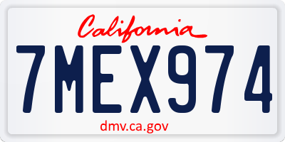 CA license plate 7MEX974