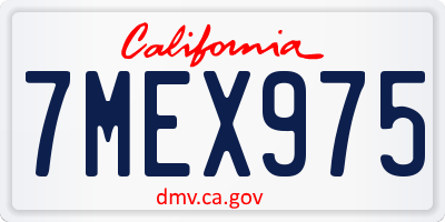 CA license plate 7MEX975