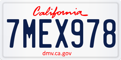 CA license plate 7MEX978