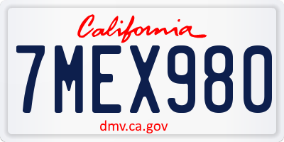 CA license plate 7MEX980