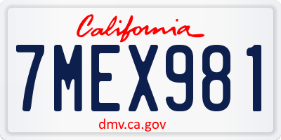 CA license plate 7MEX981