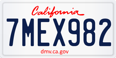 CA license plate 7MEX982